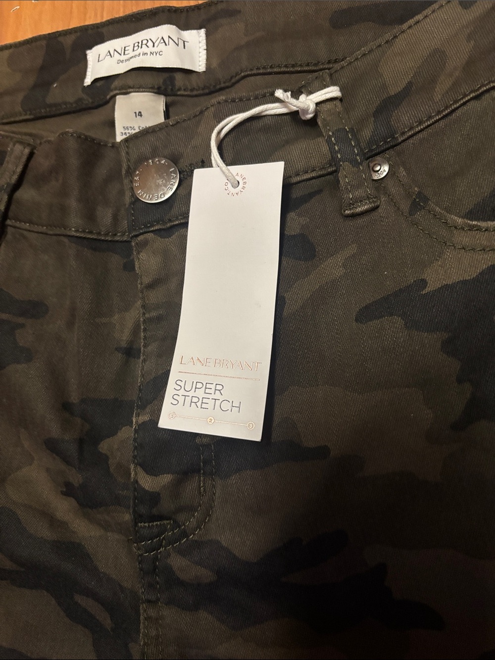 Lane Bryant Camo Super Stretch Skinny Pants Jeans Distressed Women’s Plus 14 NWT - Picture 7 of 12